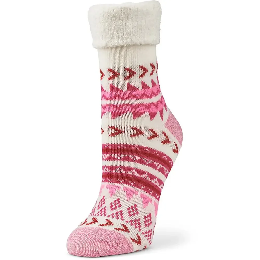 Magellan Outdoors Foldover Lodge Crew Socks Pink Aloe Infused Lined Medium 6-10
